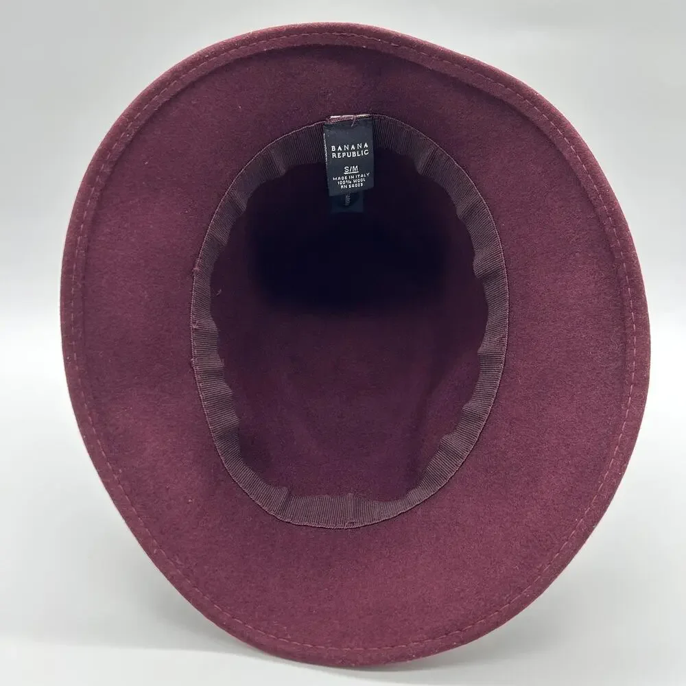 Banana Republic Hat Cloche Fedora Fitted Womens Small Medium Wool Made Italy Bow